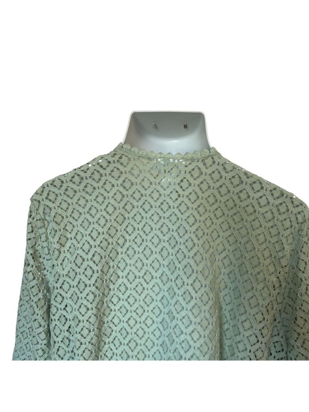 Alfred Dunner 2X Kimono Style Cardigan Green Lace Open 3/4 Sleeve - Picture 7 of 16